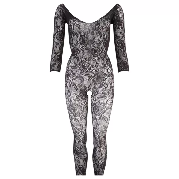 NO:XQSE - mrežasti catsuit - cvetlični vzorec - črna (S-L)