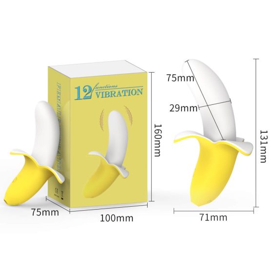 Lonely - vodoodporen vibrator z banano, ki ga je mogoče ponovno napolniti (rumeno-bel)