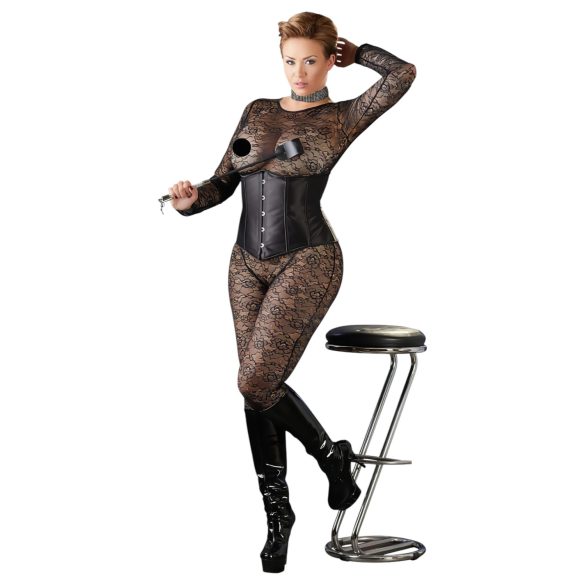 Cottelli Plus Size - črni satenski steznik - 3XL