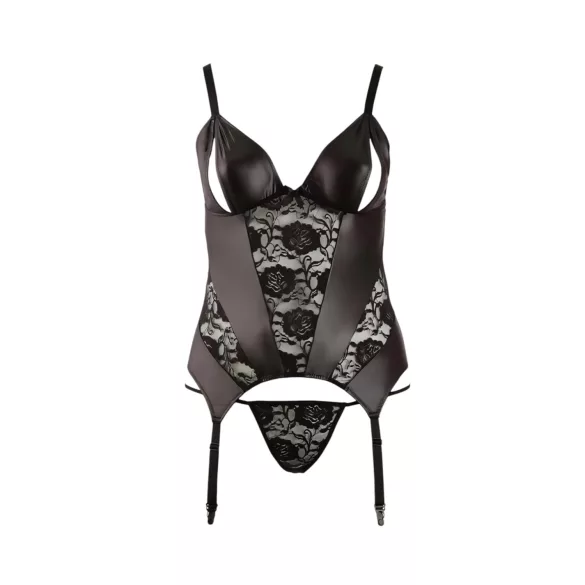 Cottelli - ženska majica s cvetličnim vzorcem - plus size - črna - XXXL