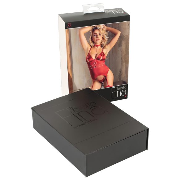 Abierta Fina - bleščeči verižični top in tanga (rdeča) - L