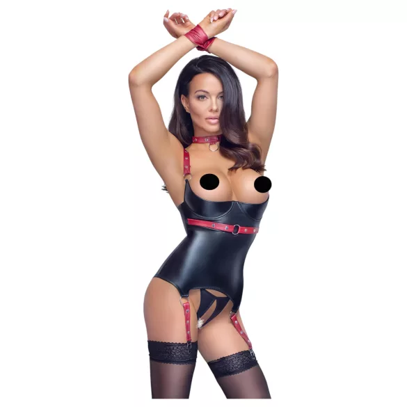 Cottelli Bondage - sijoči nedrček z ovratnico - črna