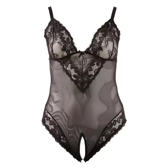 Cottelli Plus Size - čipkast body - črna - večja velikost - XXXL