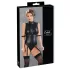 Cottelli Bondage - erotični body brez rokavov - sijoč - z lisicami za roke - črn - L