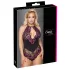 Cottelli Plus Size - body z rožastim vzorcem - črno-vijoličen