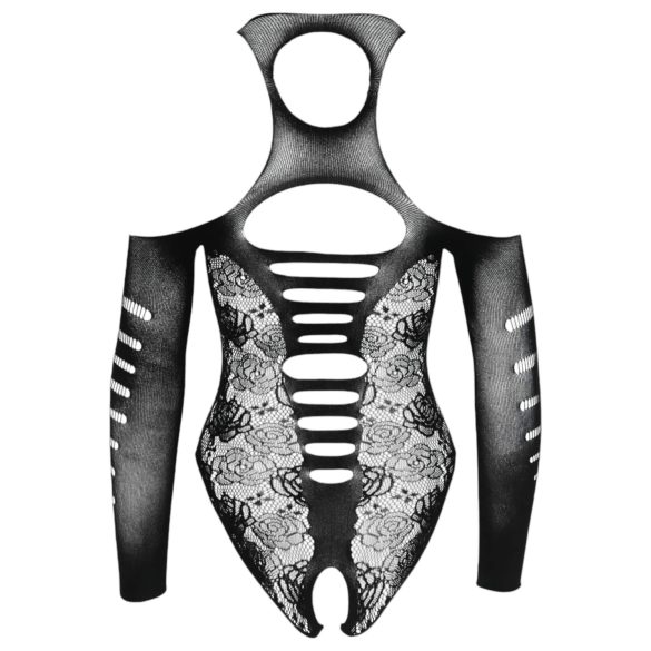 NO:XQSE - bodi z mašno - dolgi rokavi - črna - S/L