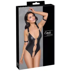 Cottelli Bondage - odprto svetleče body z obročem - črna