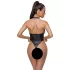 Cottelli Party - ženitni body z ovratnico - sijajni črn