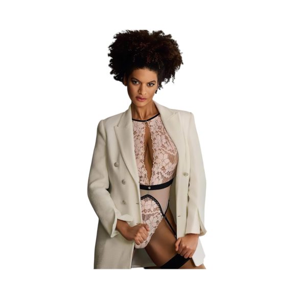 Obsessive - bodi s podvezicami - roza