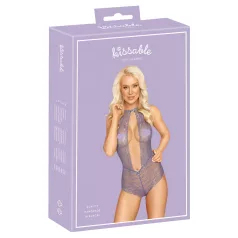 Kissable - body iz čipke z ovratnico - vijolična - L/XL