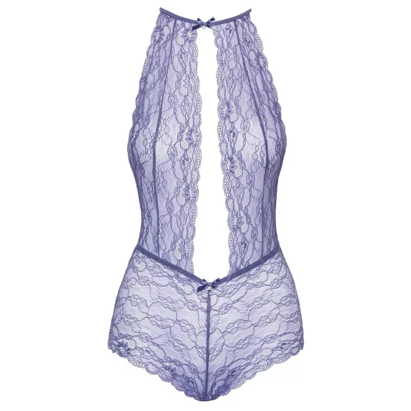 Kissable - body iz čipke z ovratnico - vijolična - L/XL