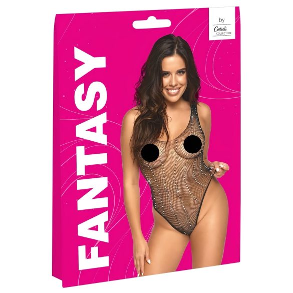 Cottelli - mrežasti body s kristali - črna - S-L