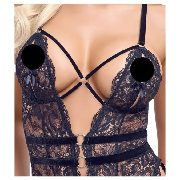 Cottelli - odprto seksi bodi z naramnicami - črna - M