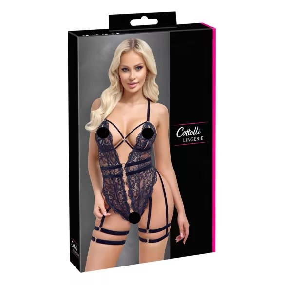 Cottelli - odprto seksi bodi z naramnicami - črna - M