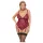 Cottelli Curves - erotični body z verižico - čipka - rdeča - 2XL