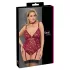 Cottelli Curves - erotični body z verižico - čipka - rdeča - 2XL