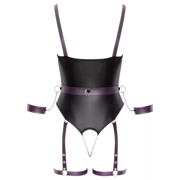 Cottelli - erotično bondage body z lisicami - črna - M