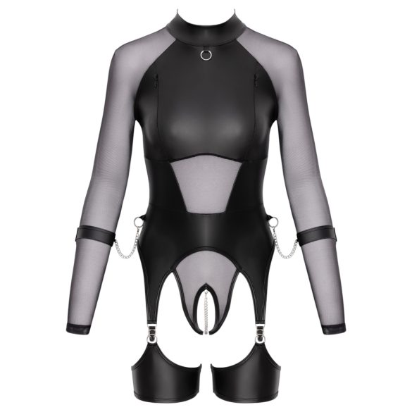 Cottelli Bondage - prozorna majica z lisicami - črna - L