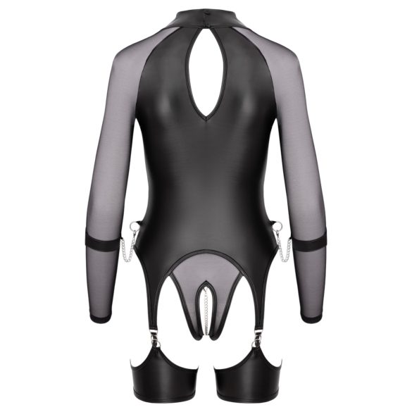 Cottelli Bondage - prozorna majica z lisicami - črna - L