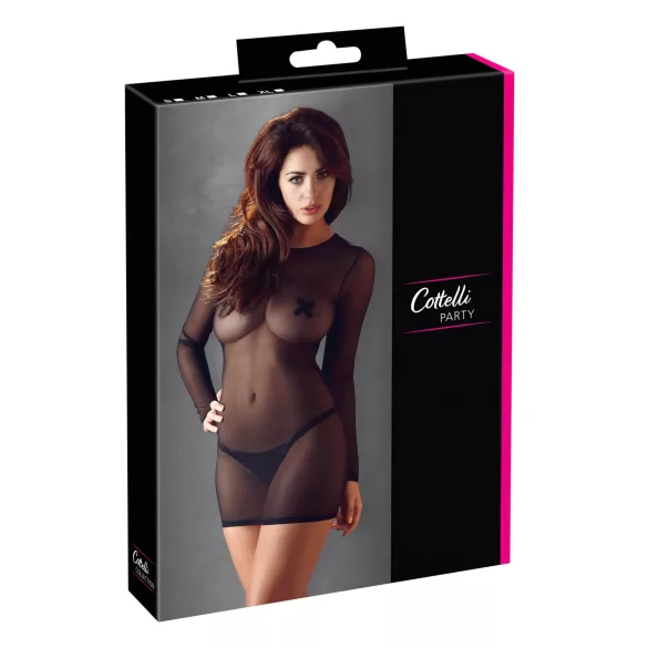Cottelli - prosojna obleka - črna - XL