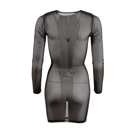 Cottelli - prosojna obleka z dolgimi rokavi (črna) - XL