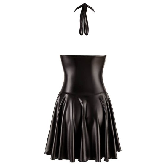 Noir - nagubana obleka z vratnim izrezom in prosojnim prsnim delom (črna)