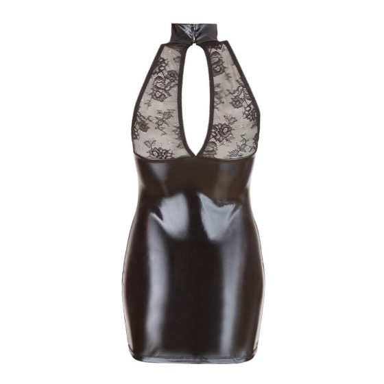 Cottelli - čipkasta mini obleka s svetlečim vratom (črna)
