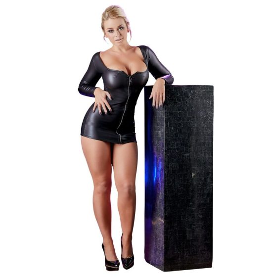 Cottelli - družabna obleka z zadrgo s kristali (črna) - XL