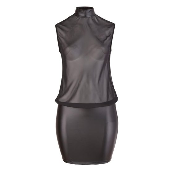 Cottelli Plus Size - Bleščeča obleka iz šifona (črna)