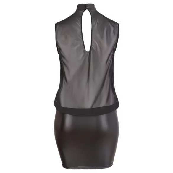 Cottelli Plus Size - seksi obleka iz svetlečega šifona - črna - 4XL