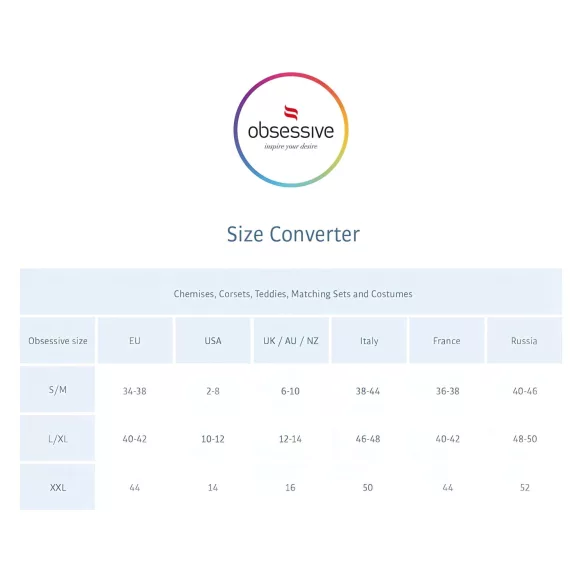 Obsessive - čipkasta spalna srajca in tanga - rdeča - 2XL