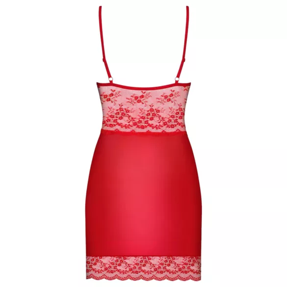 Obsessive - čipkasta spalna srajca in tanga - rdeča - L/XL