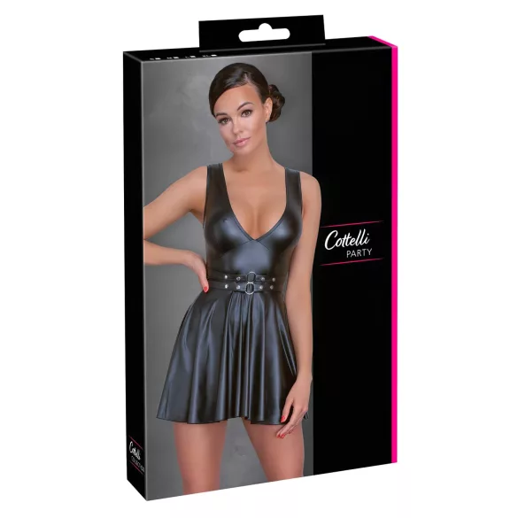 Cottelli - seksi obleka s pasom - črna - L