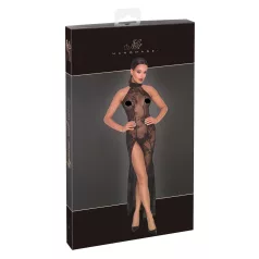 Noir - dolga prosojna obleka - cvetlični vzorec - črna