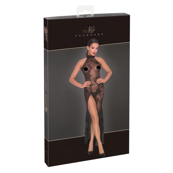 Noir - dolga prosojna obleka - cvetlični vzorec - črna - L