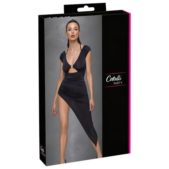 Cottelli Party - asimetrična mini obleka z obročki - črna - M