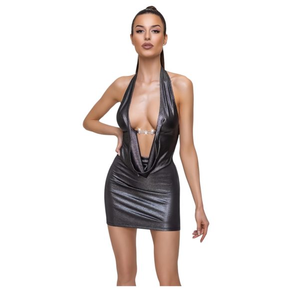 Cottelli Party - mini obleka z ovratnico - srebrna - M