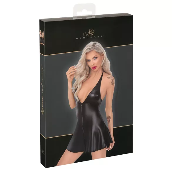 Noir - mini obleka s topom - videz kačje kože - črna