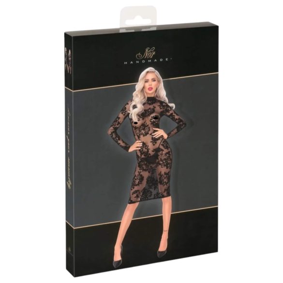 Noir - dolga obleka z rožami (črna)