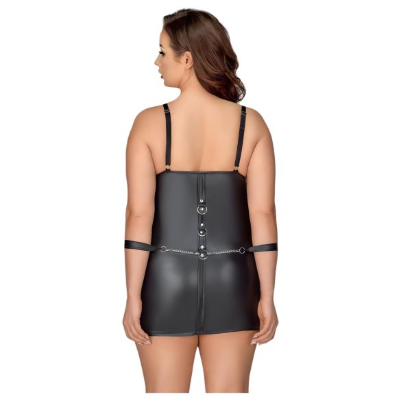 Cottelli Plus Size - obleka z lisicami - črna