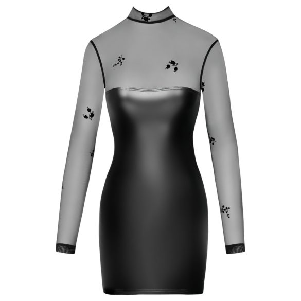 Noir - ženska prosojna svetleča obleka - črna