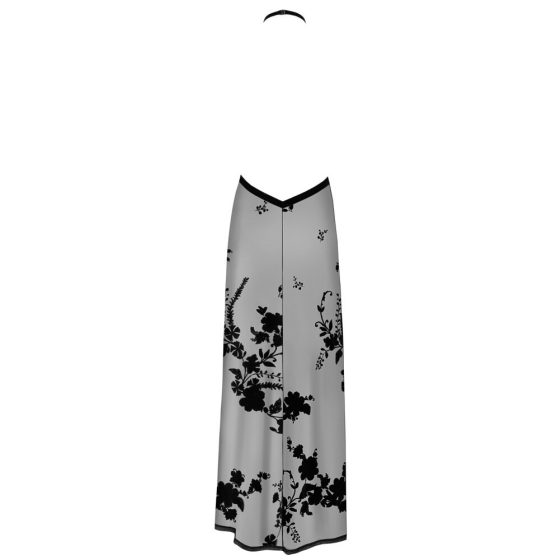 Noir - popolnoma prosojna maksi obleka s cvetličnim potiskom (črna) - M