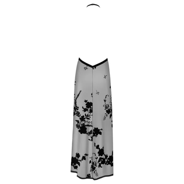 Noir - popolnoma prosojna obleka z rožami (črna) - XL