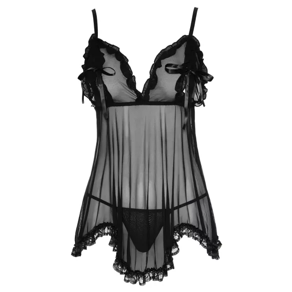 Cottelli - babydoll spalna srajca - prosojna, volančki - črna - L