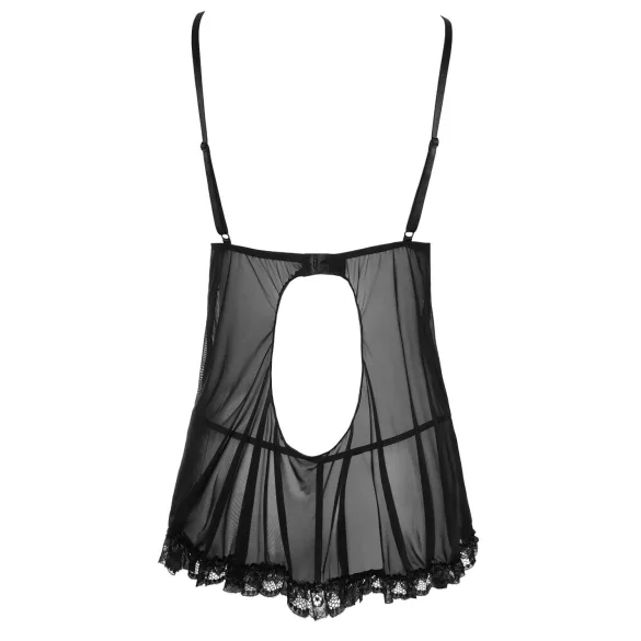 Cottelli - babydoll spalna srajca - prosojna, volančki - črna - L