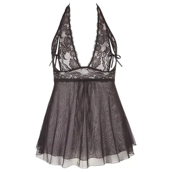 Cottelli Plus Size - babydoll za močnejše postave - čipkast, črn - 3XL