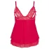 Cottelli Plus Size - babydoll iz čipke - rdeča - večja številka - 2XL