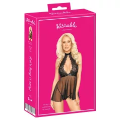 Kissable - babydoll čipkast z naramnico za vrat - črna