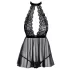 Kissable - babydoll čipkast z naramnico za vrat - črna - L/XL