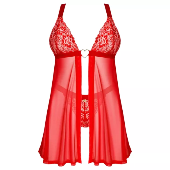 Obsessive Elianes - čipkast babydoll komplet (rdeč)
